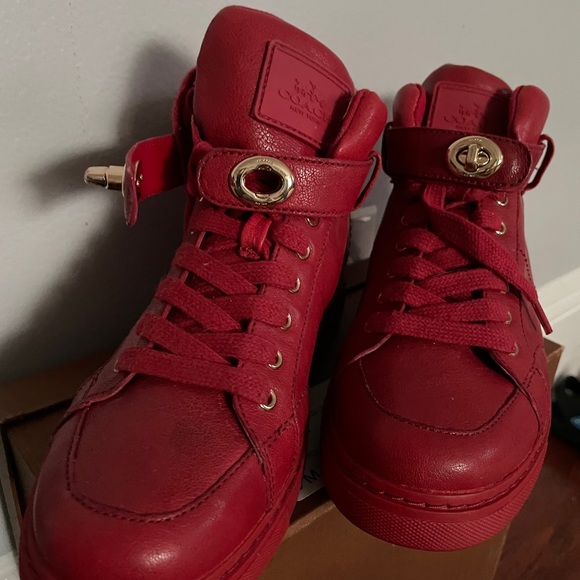 Coach Ryderson Hightop Sneakers in Red - Picture 6 of 7